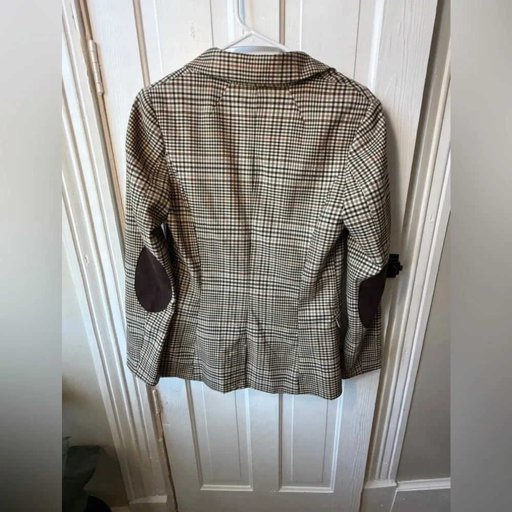 H&M Women's Plaid Blazer - Brown and Cream Size 8 (Medium) - Picture 7 of 9